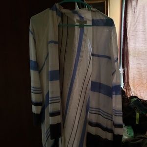 Blue and white striped cardigan